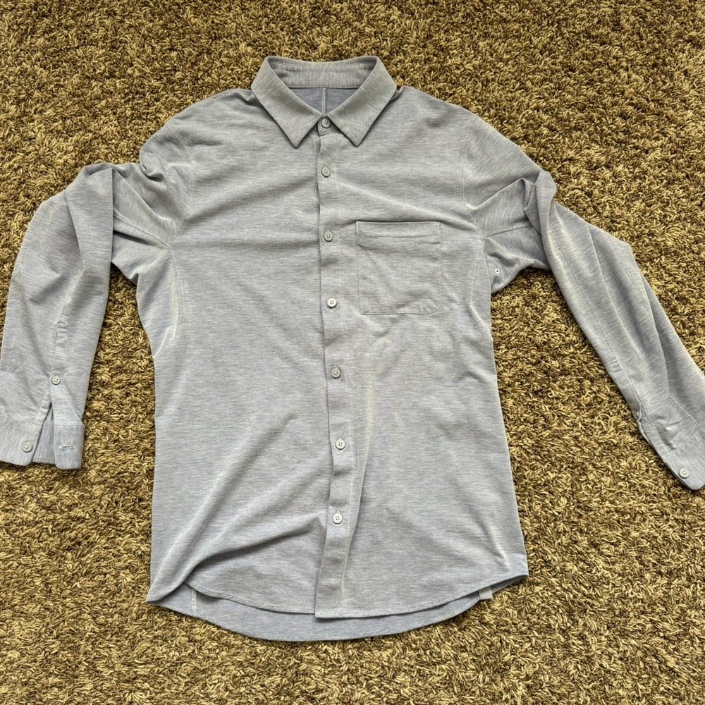 Men’s Lululemon Commission Button Down LS - Small, Oxford Harbor Blue